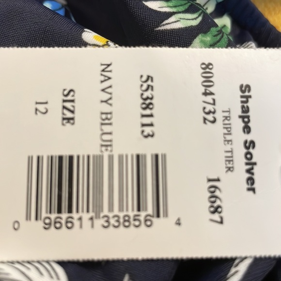 Shape Solver Top with Flowers on Navy Blue Background Ruffles - Picture 9 of 9